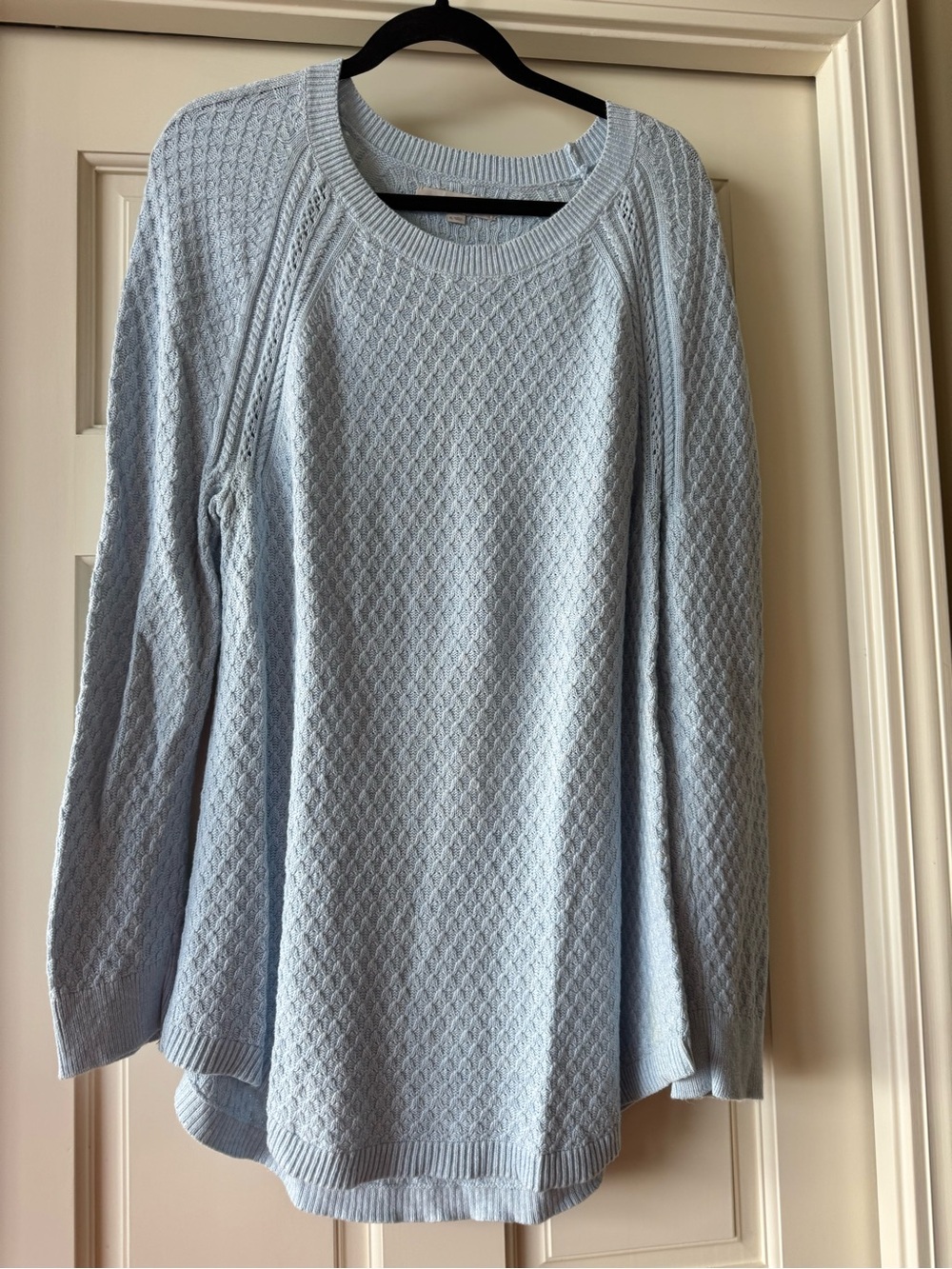 LOFT Pale Blue Textured Knit Pullover